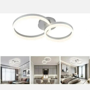 WELAKI Modern Led Ceiling Light 2 Rings Flush Mount Ceiling Light Round 30W
